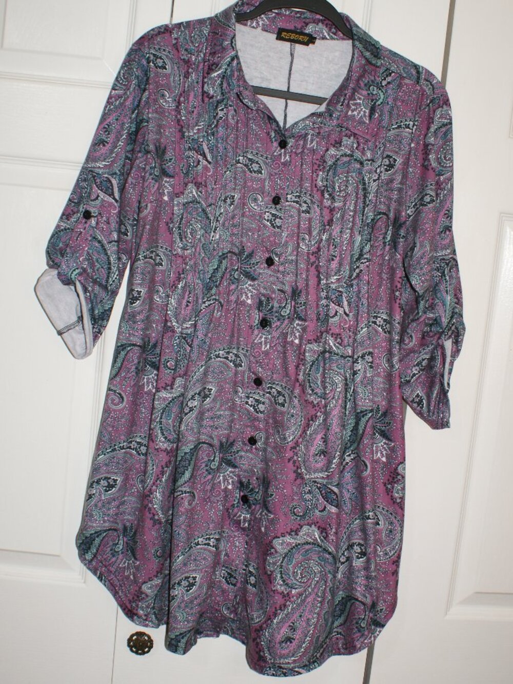Reborn Purple and Teal Tunic / Shirt Dress - Large - EUC